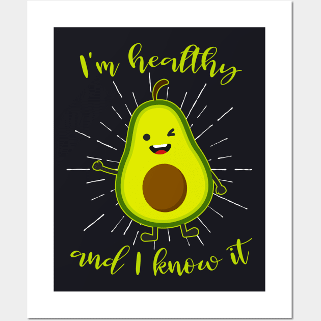 Healthy Avocado funny Kawaii Fruit Wall Art by Foxxy Merch